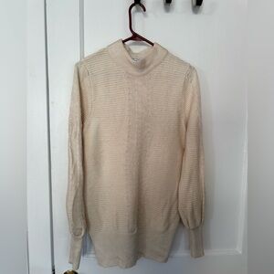 Women’s The Fold London Cream Rayon Blend Mock Neck Cream Tunic Sweater Size S
